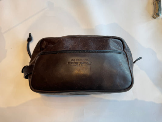 Rare Used Filson Travel Kit Dopp Weatherproof Sierra Brown Leather Made in USA