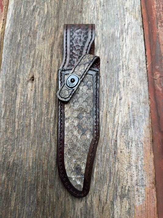 Randall Model Buxton Fighter Dealer Special with Western Diamondback RattleSnake skin from Treeman Sheaths.