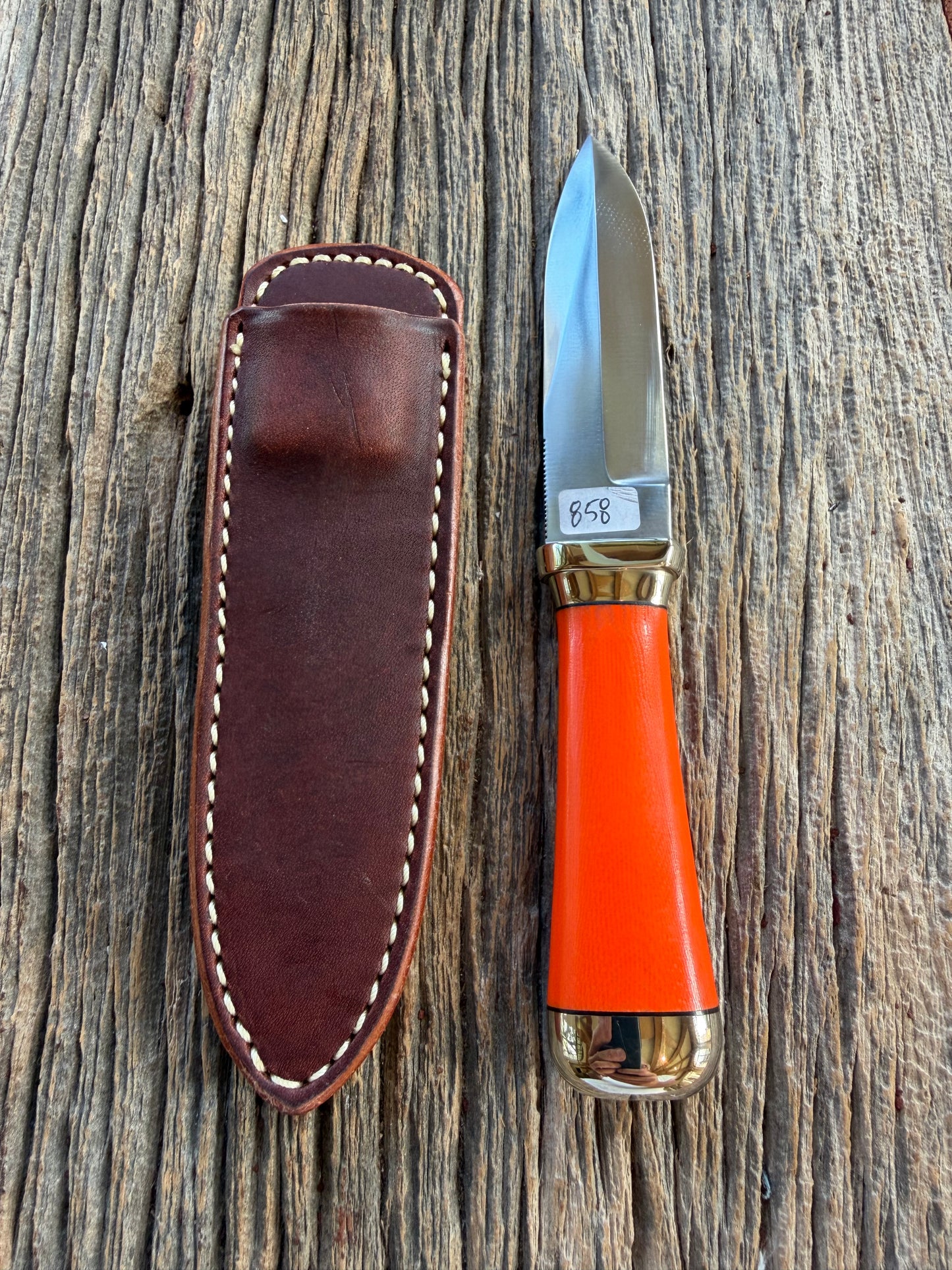New Randall Model “Gambler” 4 Inch in an Orange G-10 Micarta handle, Nickel Hilt and collar Stainless steel blade, rounded nickel silver butt cap. Loaded!!
