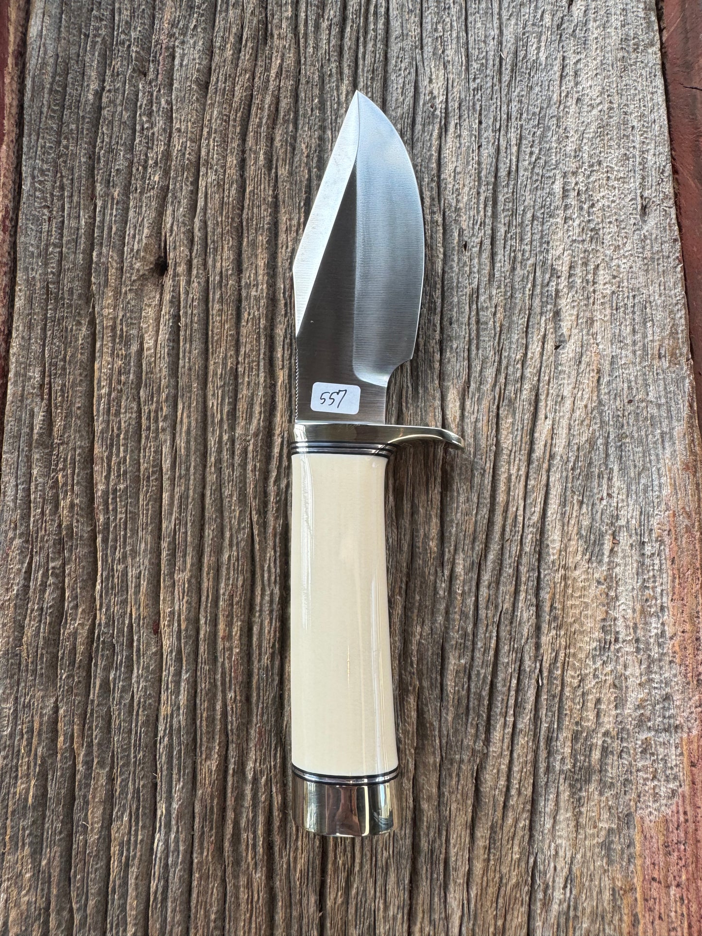 New in paper Randall Model 19-5 with a nice piece of customer supplied Dave Warthers Resin, Stainless Steel, Nickel Silver Hilt and Butt cap.