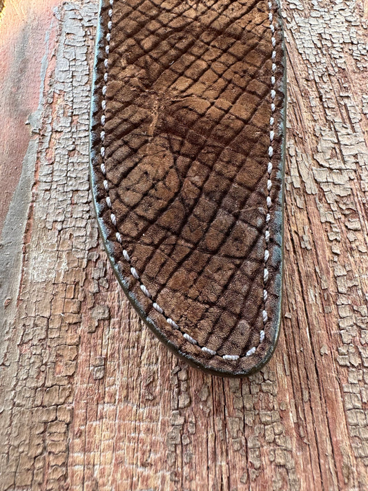 Randall Model 1-8 Sheath in Exotic Sueded Chocolate Brown Hippo by Treeman.