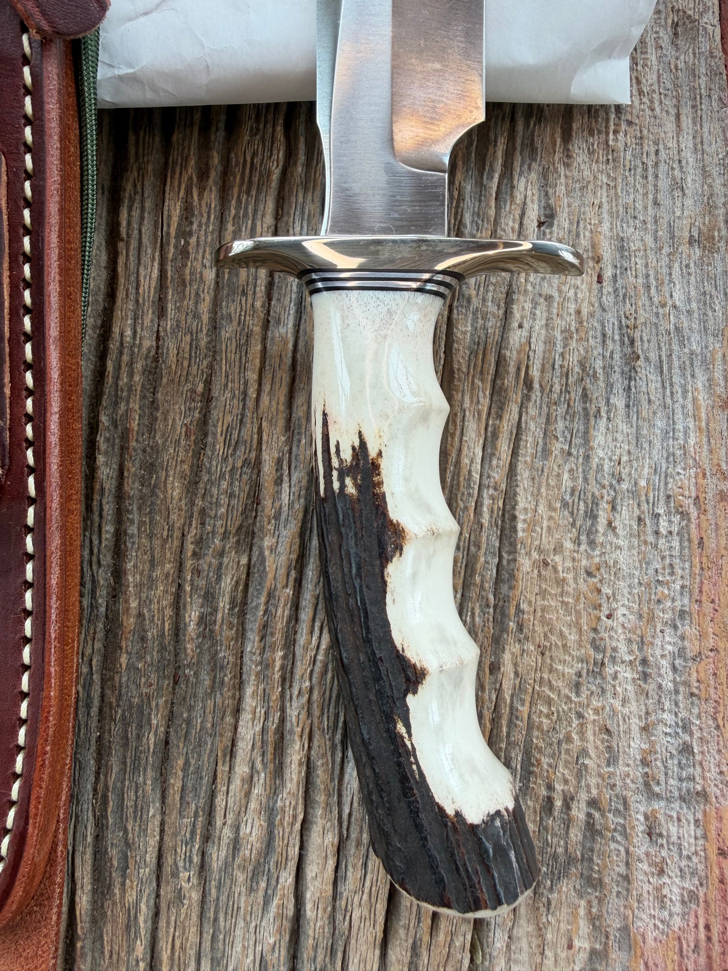 New in Paper Randall Made Knife Model 1-8 Stag Finger Grooves Stainless Nickel Hilt