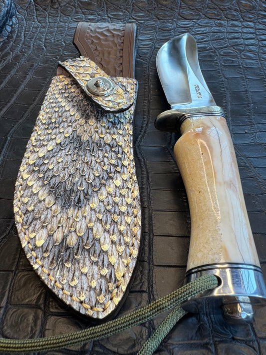 Randall Model RBS Rick Bowles Skinner Sheath in Exotic Rattlesnake Skin from Treeman. Sheath only