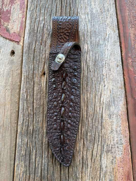 New Randall Model 12-9/14 Grind Sheath in Exotic Brown Snapping Turtle by Treeman. Spiked Dragon tail portion of the turtle.