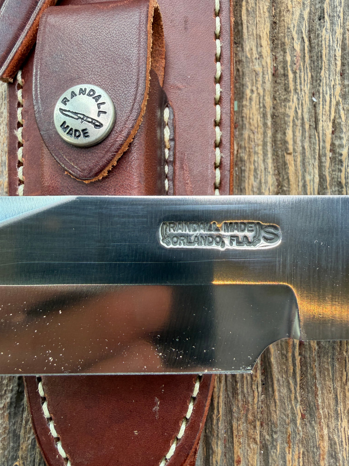 Nice Paper Randall Model Buxton Fighter # 1140 Brown Micarta, Lanyard SS Nickel Silver Double Hilt, Skull Crusher.