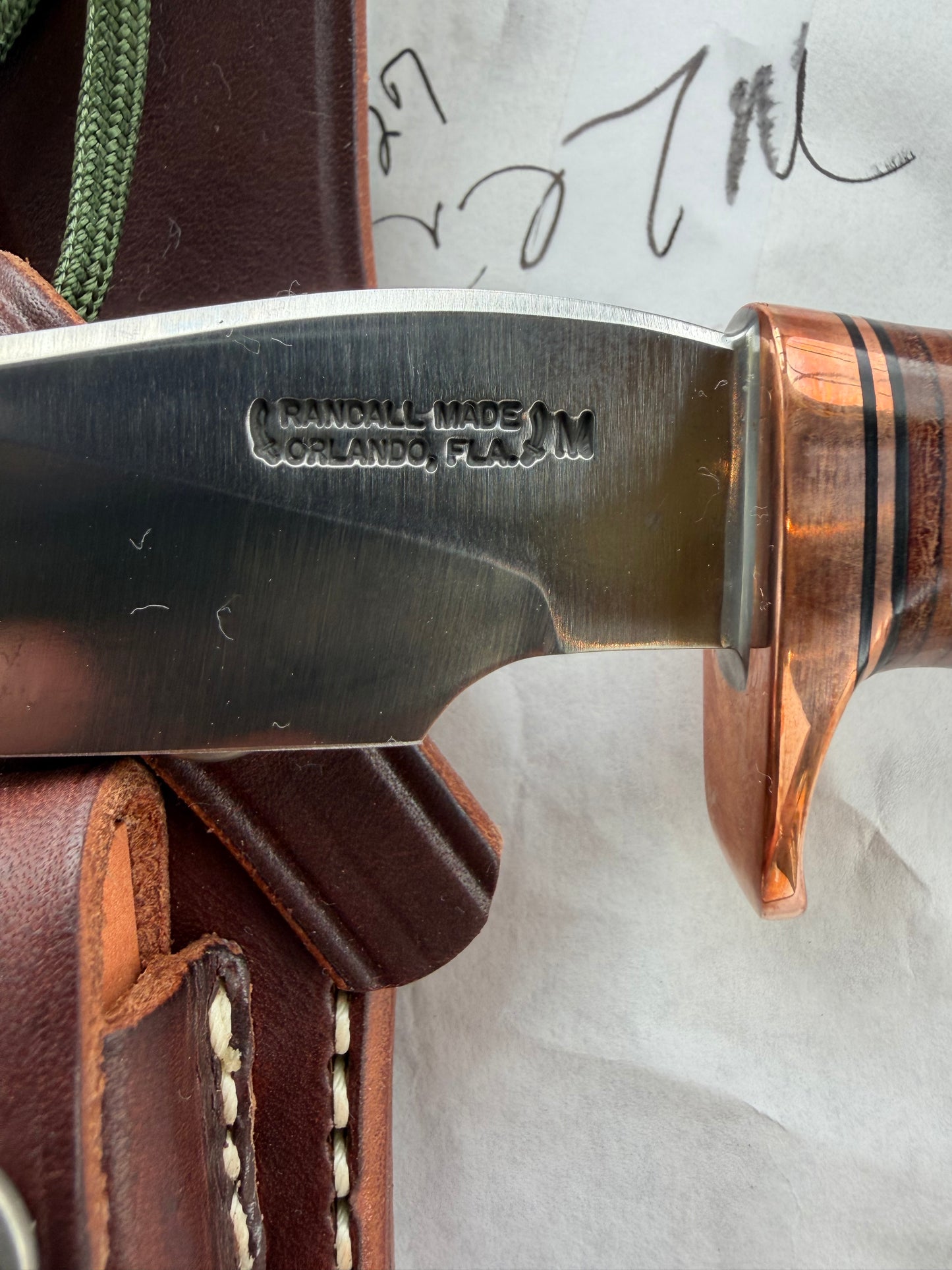 New in Paper Randall Made Knife Mini Model 27 Trail Blazer in Green Micarta.