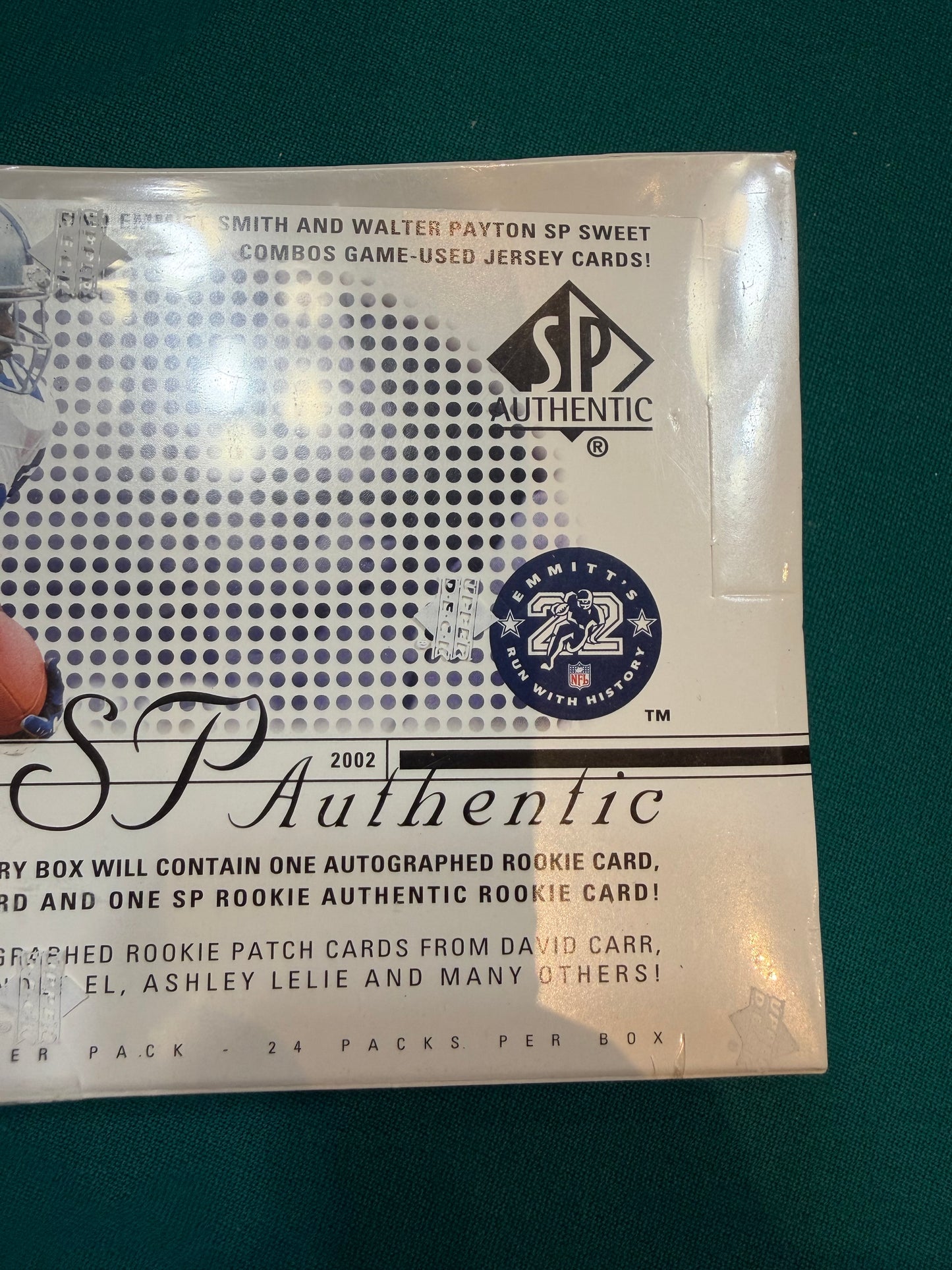 2002 SP Authentic Football Sealed Hobby Box - 24 Packs 5 cards per pack.