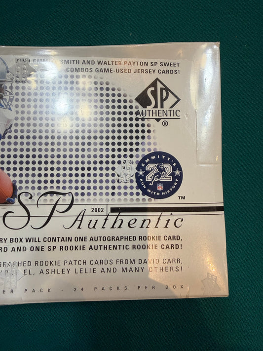 2002 SP Authentic Football Sealed Hobby Box - 24 Packs 5 cards per pack.