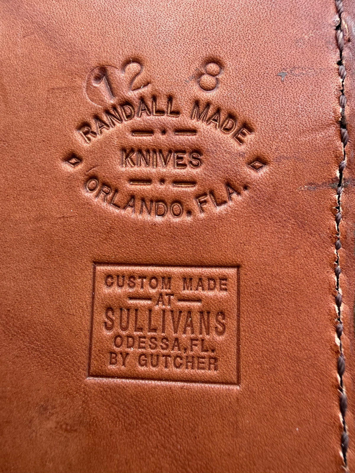 Randall Model 12-8 “Big Bear” Exotic Western Diamondback Rattlesnake Sheath from Sullivans by Gutcher. Basket weave belt loop. Randall Snap… killer.