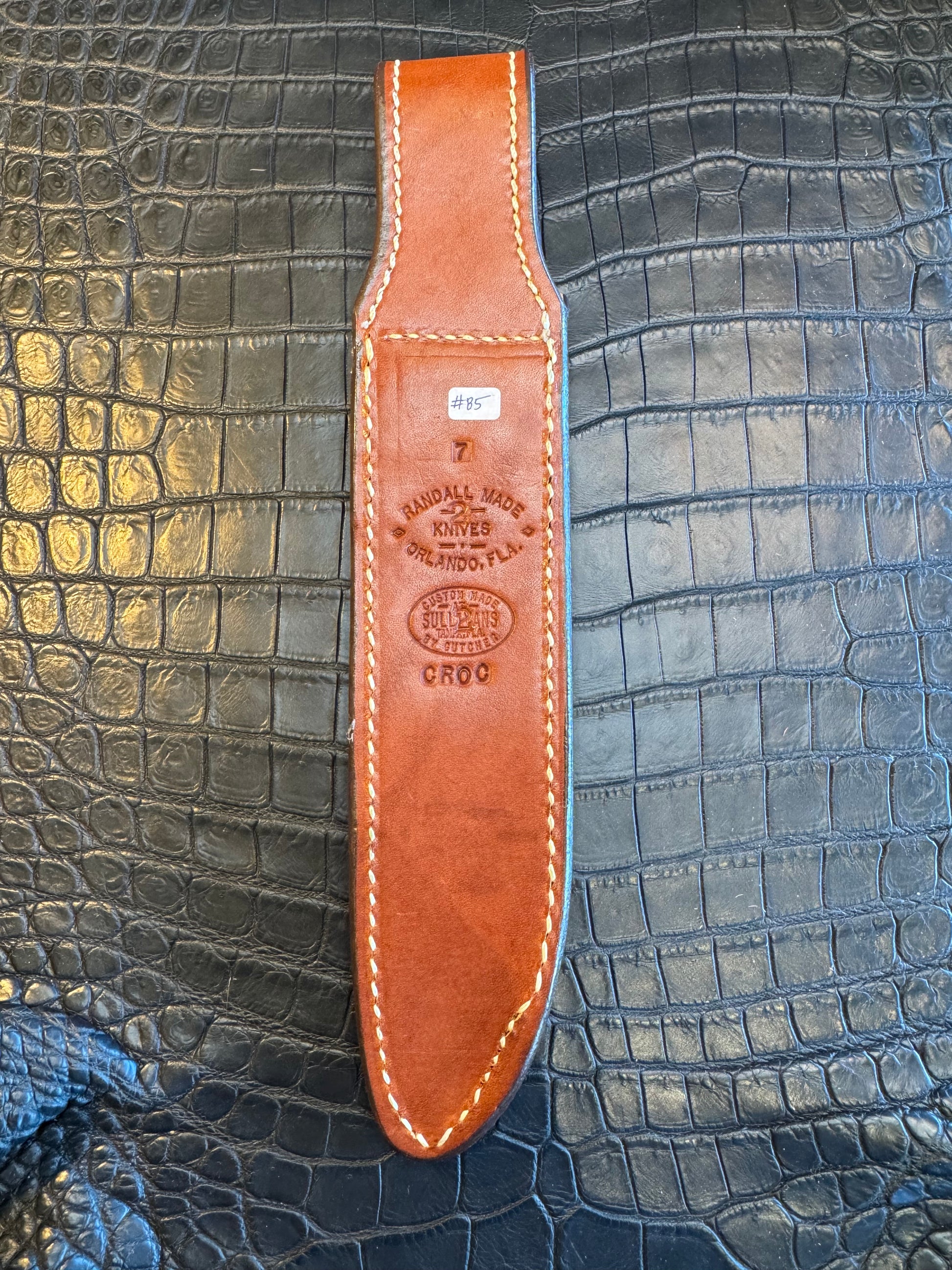 Randall Model 1-7 Exotic Yellow Crocodile Sheath from Sullivans by Gutcher.
