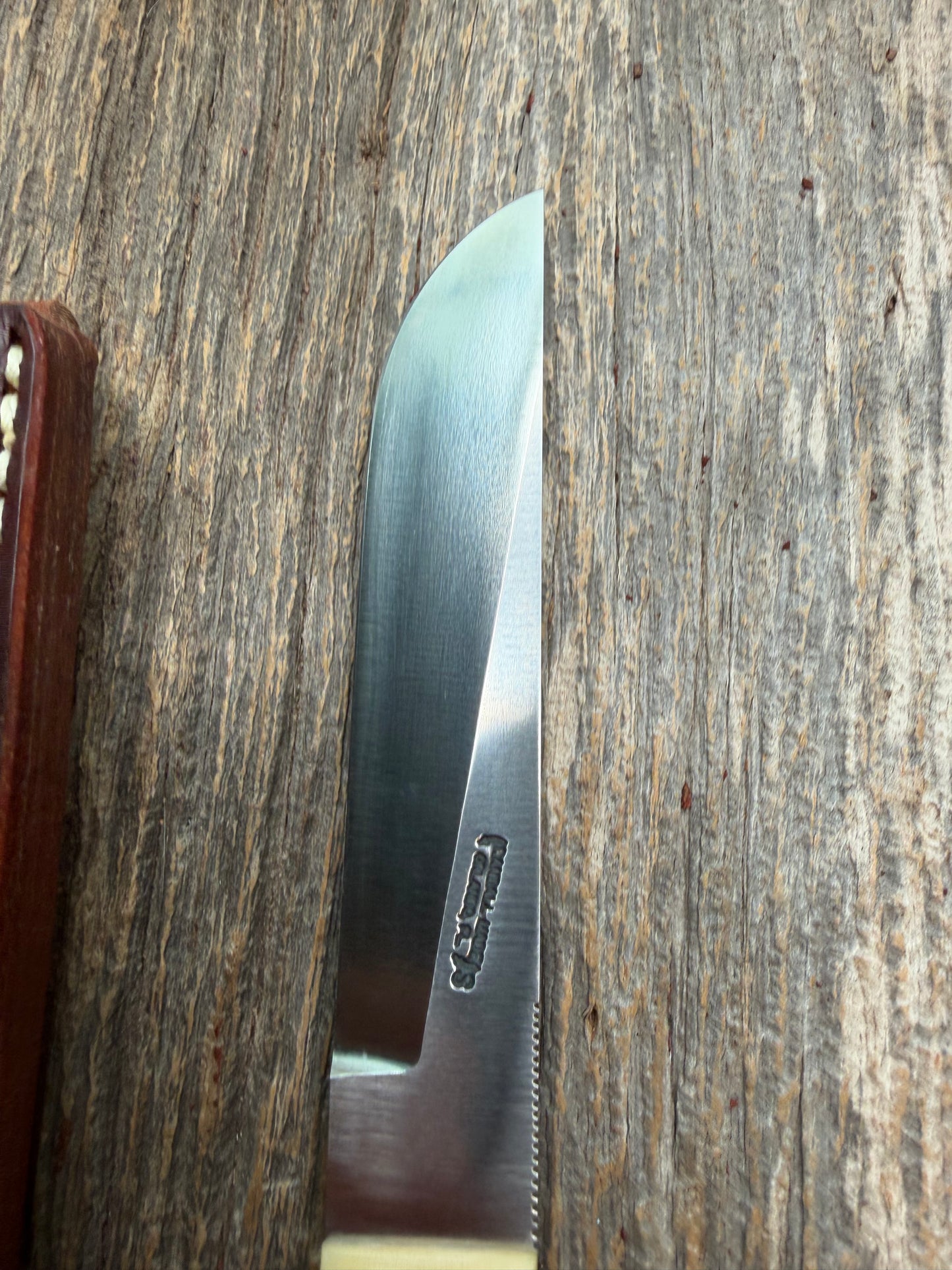 Nice rare Randall Knife Model 10-5 Fisherman in dealer supplied None Linen Micarta handle. Stainless Blade