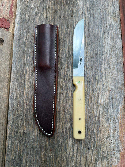 Nice rare Randall Knife Model 10-5 Fisherman in dealer supplied None Linen Micarta handle. Stainless Blade