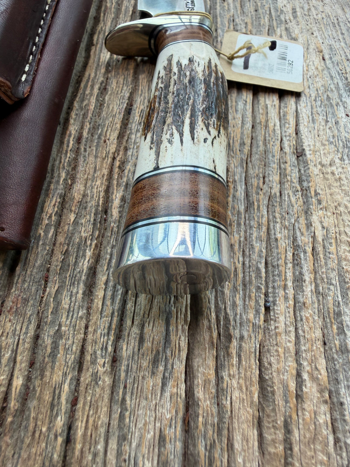 New Randall Model 25-5 with a Stag handle. Stainless steel blade, Nickel silver hilt, Aluminum butt. BL AL spacers