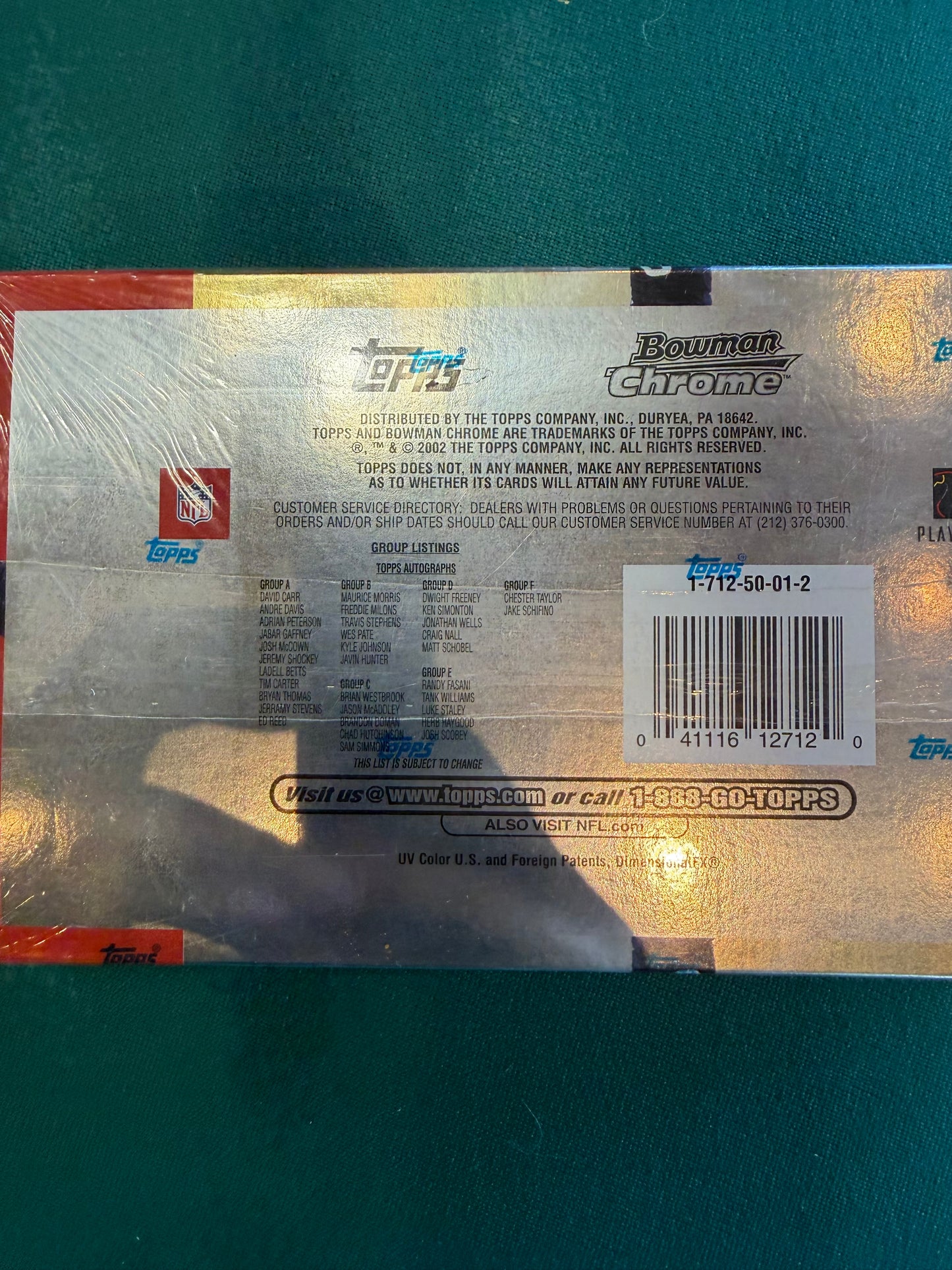 2002 Bowman Chrome Football Factory Sealed HOBBY BOX New/Factory Sealed. 18 packs per box