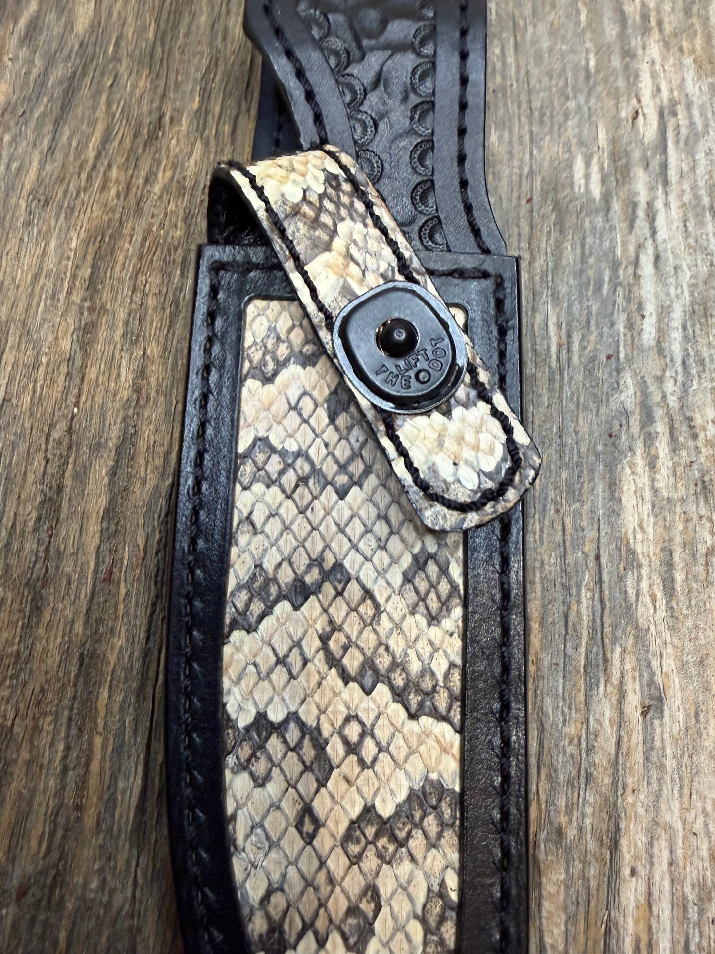 Randall Model Combat Companion Sheath in Exotic Eastern Copperhead from Treeman Sheaths.