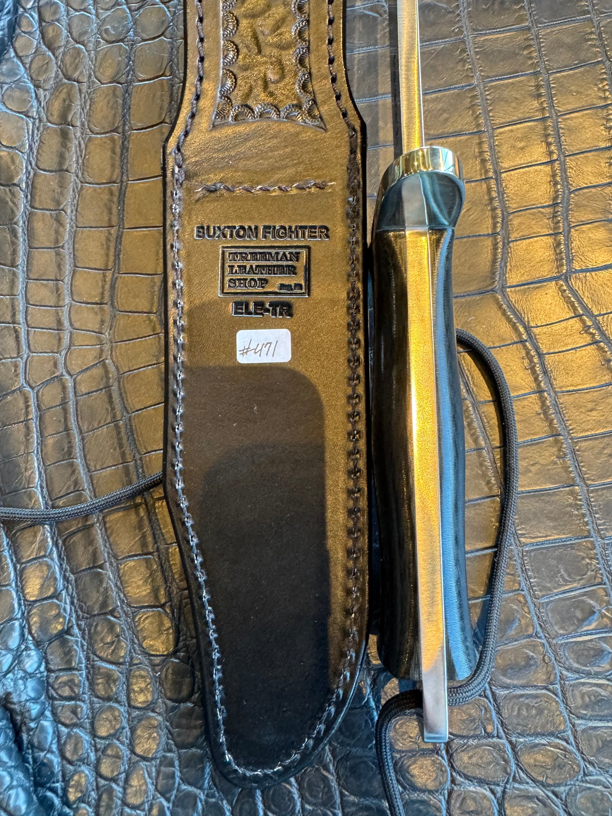 Very nice Randall Knife Buxton Fighter Black Micarta BF # 1097 Stainless Blade plus Elephant Treeman