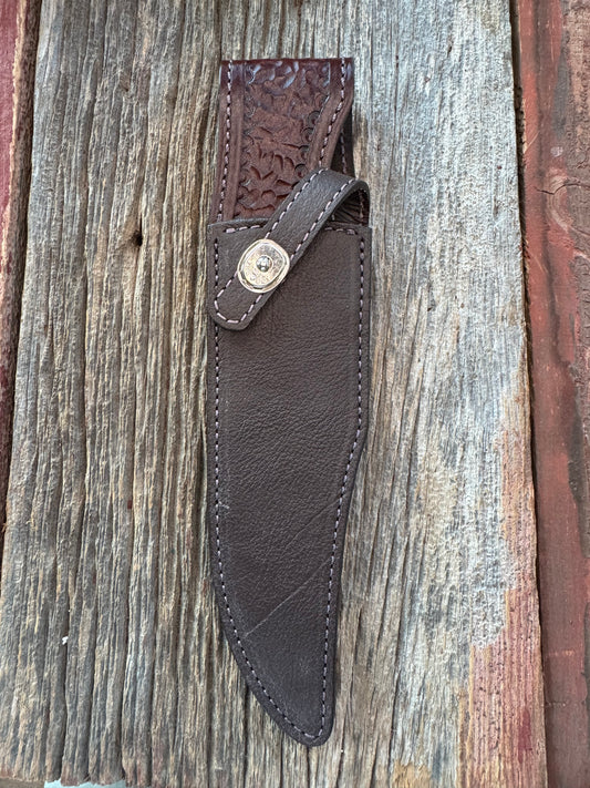 Randall Model 12-8 Big Bear Sheath in Exotic Cape Buffalo in Dark Brown Leather from Treeman.