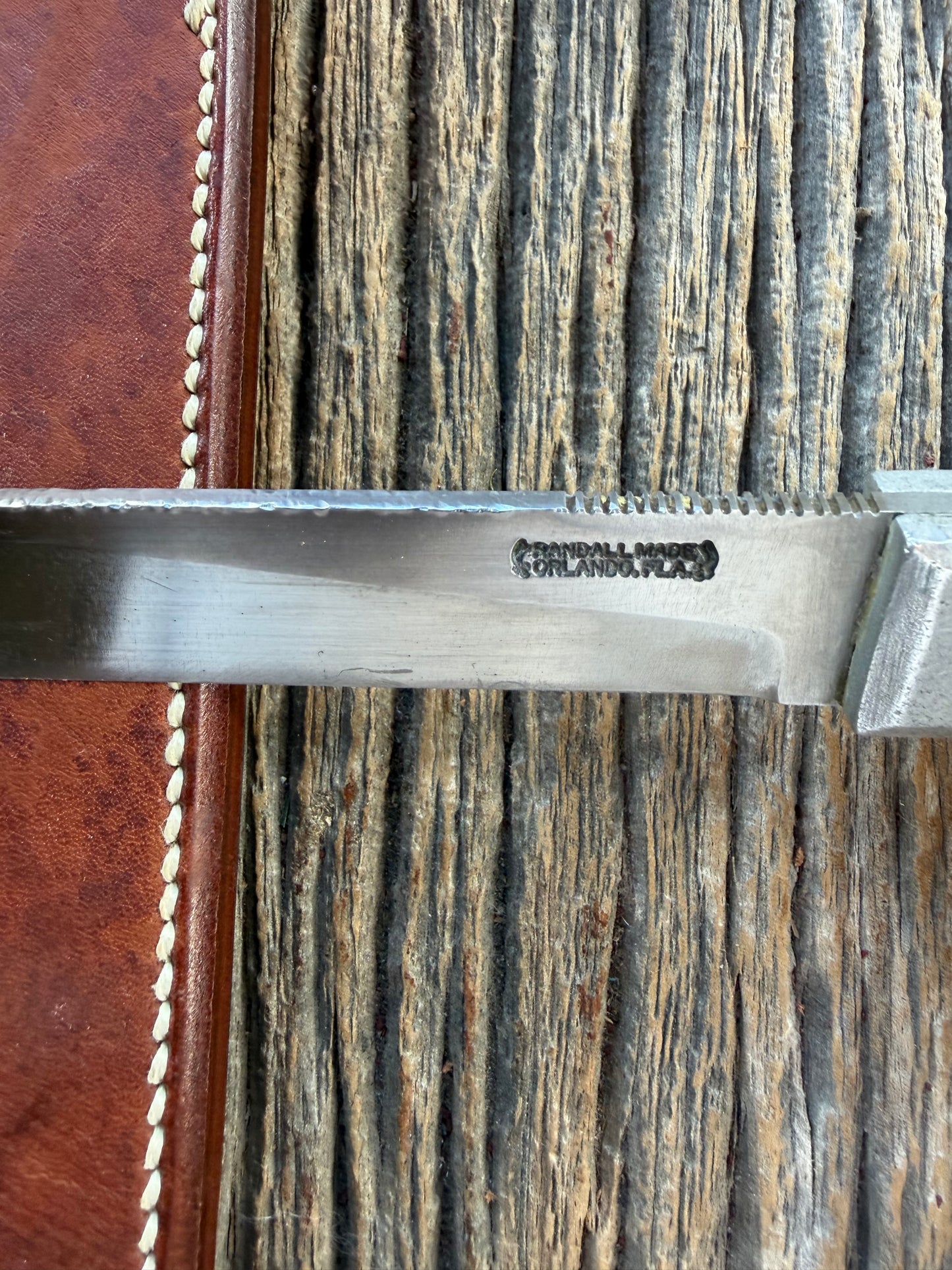 Vintage Randall Knife Model 10-7 Fisherman Aluminum handle rare carbon Steel blade, Butterfly vintage sheath.