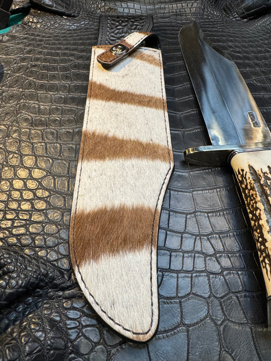 Randall Model Smithsonian “Smitty”Sheath in Exotic Zebra Hide from Treeman. Sheath only