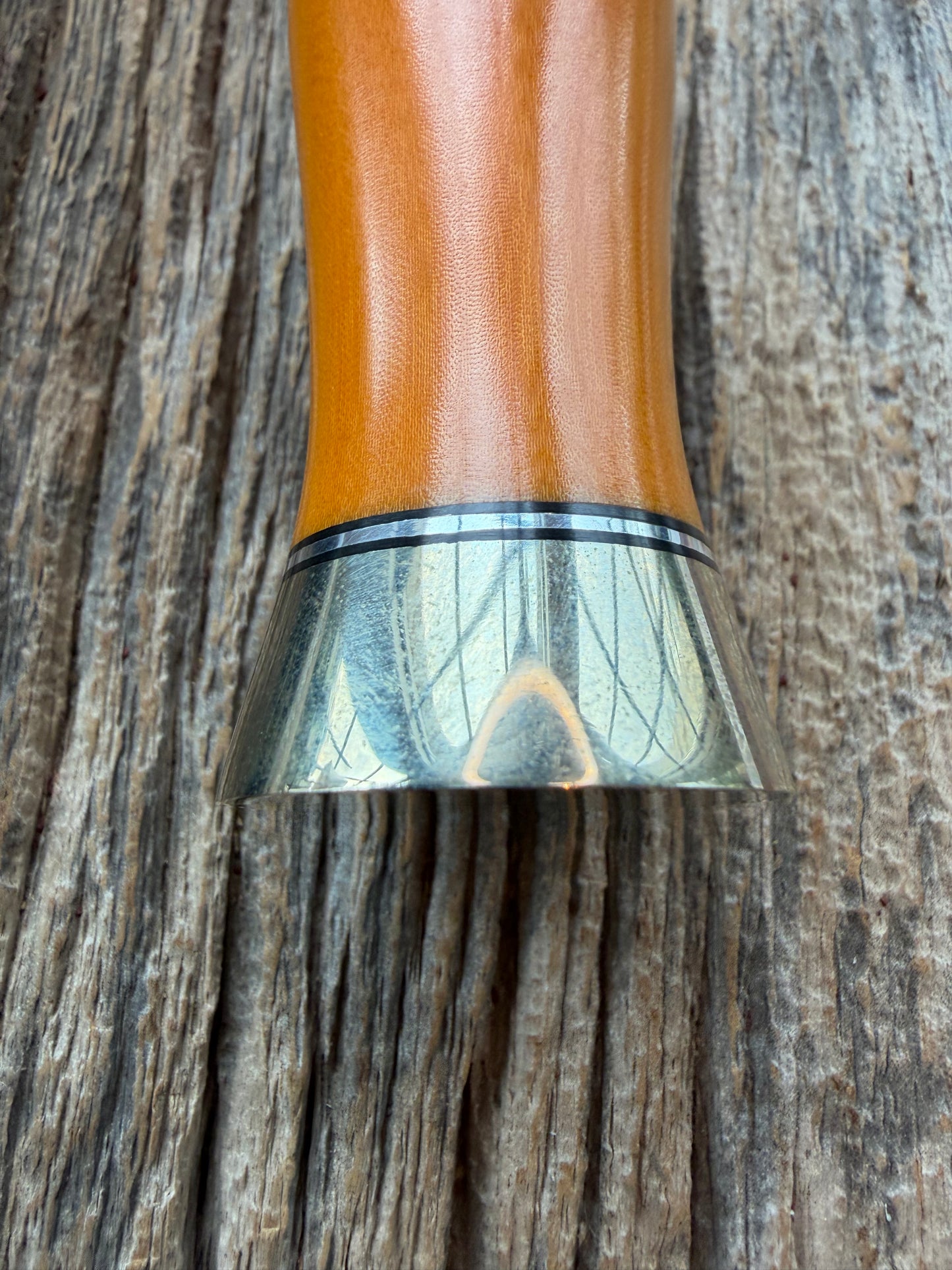 Randall Clinton Dealer Special Gold Micarta, Stainless Steel, Zebra Treeman Sheath, NSH and buttcap.