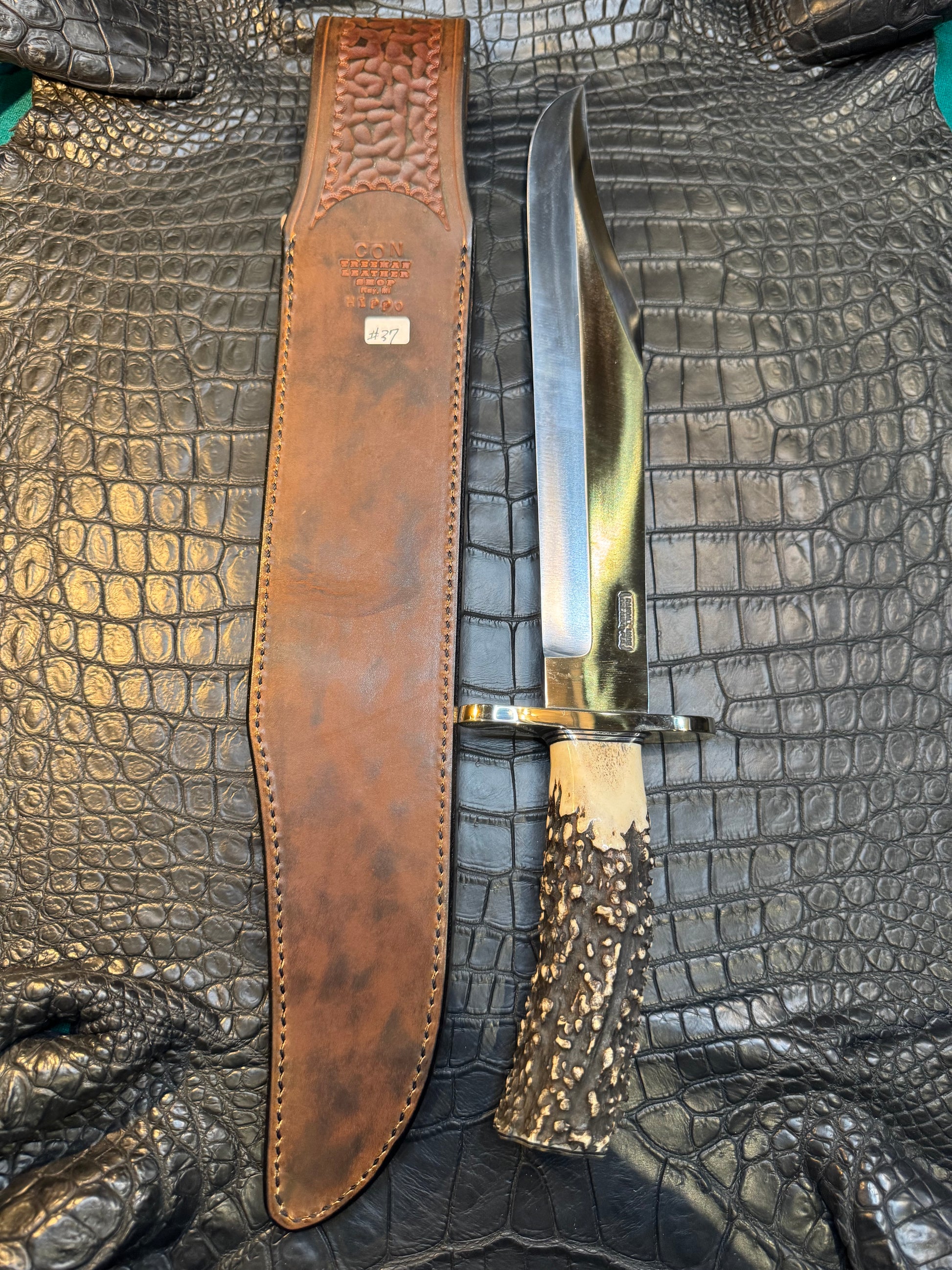 Randall Model Confederate Sheath in Exotic Grey Hippo from Treeman. Sheath only.