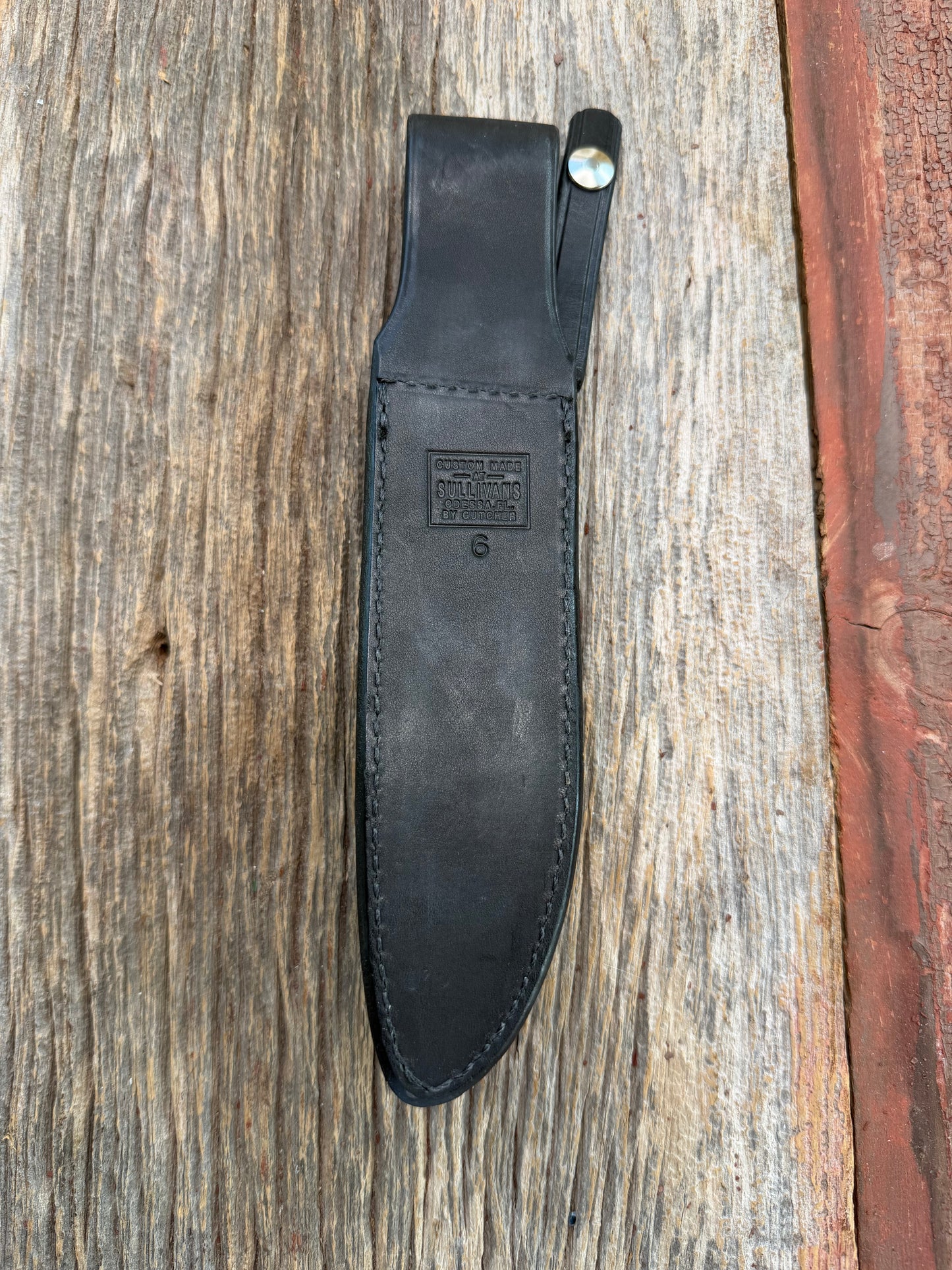 New Randall Sullivans by Gutcher Black Leather Knife Sheath Model 1-6 with Sharpening Stone.