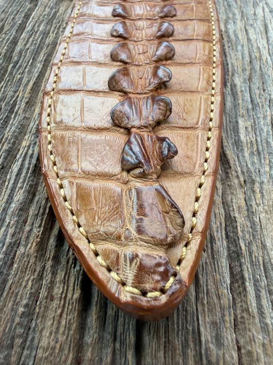 Randall Model 12-11 Large Sasquatch (Tail) Sheath in Exotic Tan Hornback Crocodile by Treeman.