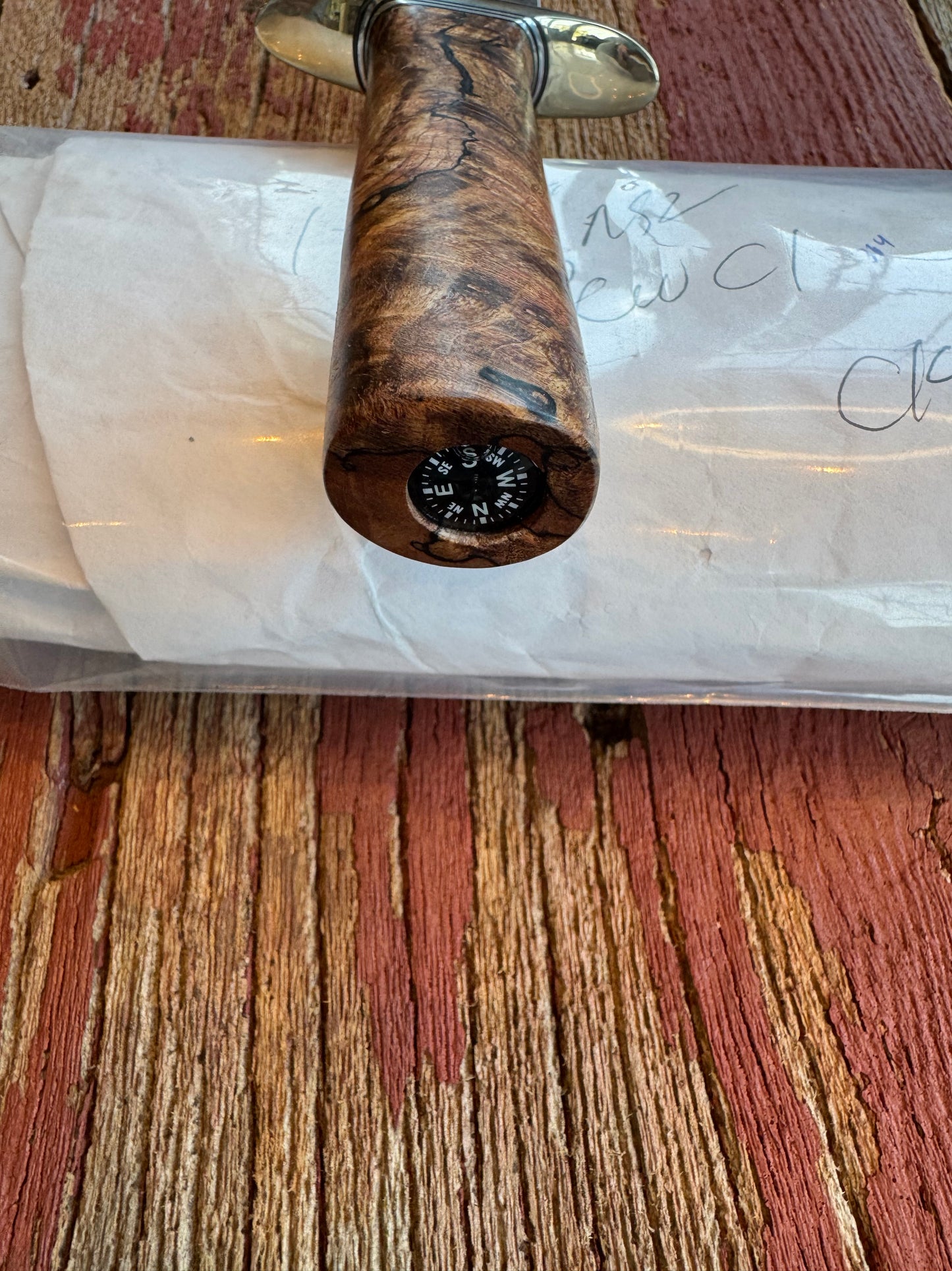 New in paper Randall Knife Model 1-7 Spalted Ebony wood Handle. Carbon Steel Blade, compass and Sawteeth.