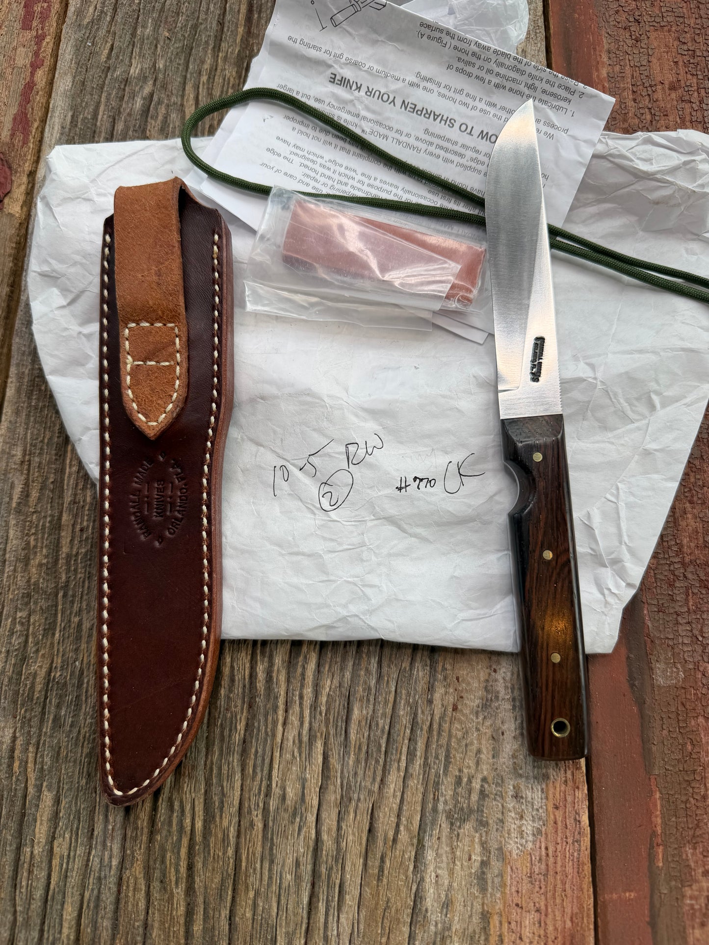 New in Paper Randall Knife Model 10-5 Fisherman Stainless Blade Rosewood Handle