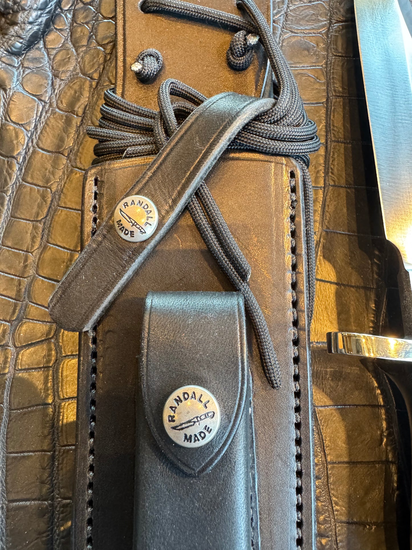 Very nice Randall Knife Buxton Fighter Black Micarta BF # 1097 Stainless Blade plus Elephant Treeman