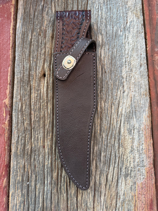 Randall Model 12-8 Big Bear Sheath in Exotic Cape Buffalo in Dark Brown Leather from Treeman.