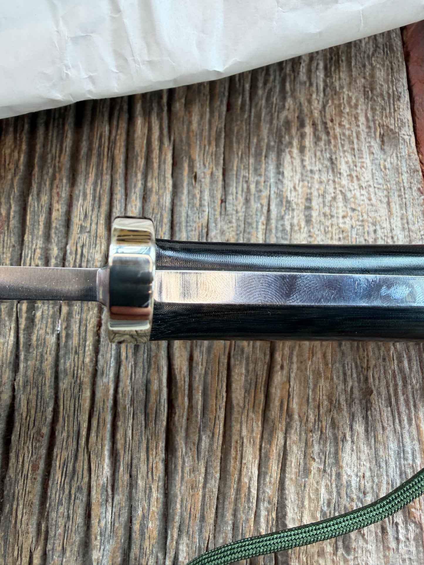 New Randall Knife Model 15 Airman Stainless Steel, Black Micarta, finger grooves.