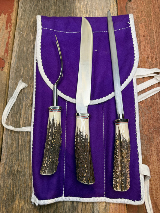 Randall Carving set Model 6-9 with Gorgeous Popcorn STAG Red White Blue Spacers Stainless… Wow