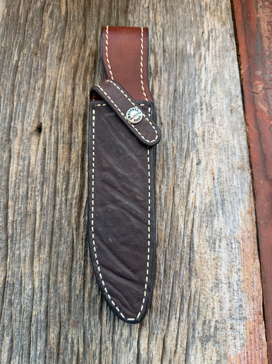 Randall Model 1-6, 5-6 Sheath in Exotic Brown Cape Buffalo Custom Made at Sullivan’s by Gutcher.