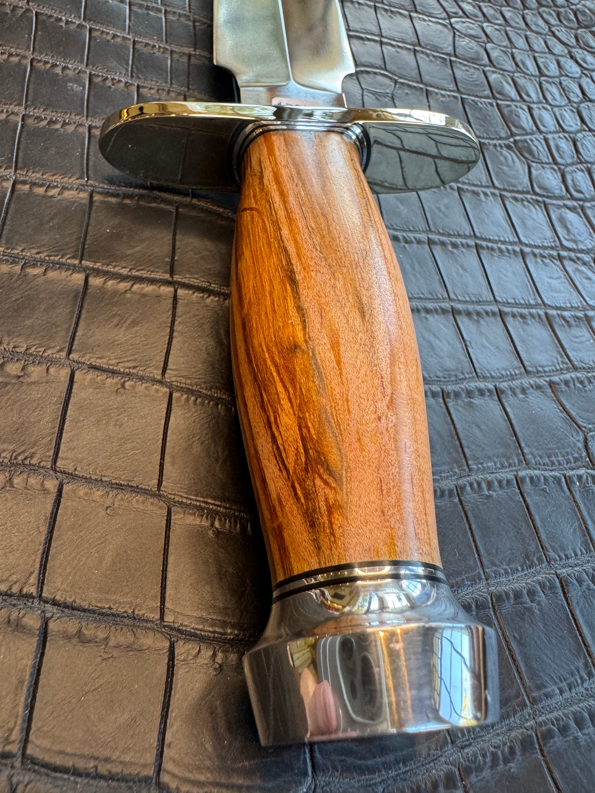 New in Paper Randall Knife Clinton Special TC Nickel Hilt Stainless Steel Cedar Wood Handle.
