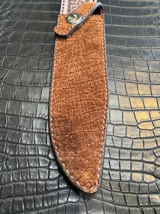 Randall Model 14 in Chocolate Hippo Straight hilt, Canteen Snap, full brass stamping and stitching.