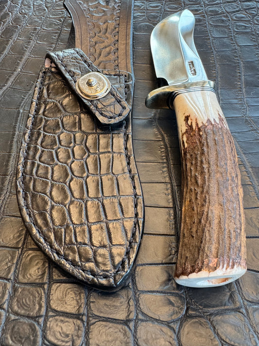 Randall Model Bowles Special Sheath in Exotic Black Crocodile Skin from Treeman. Sheath only