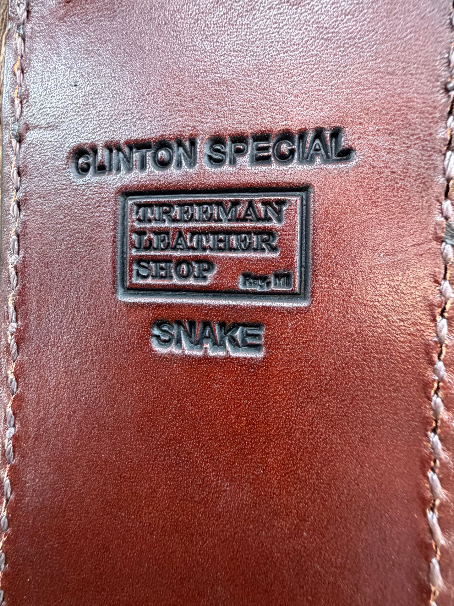 Randall Model Clinton Special Sheath in Exotic West Texas Yellow Gopher Snake from Treeman Sheaths. Incredible color on this one!!