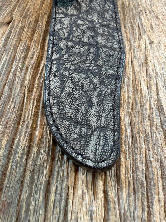 Randall Model Buxton Fighter “Dealer Special” Exotic Sheath in Black Elephant Trunk by Treeman.