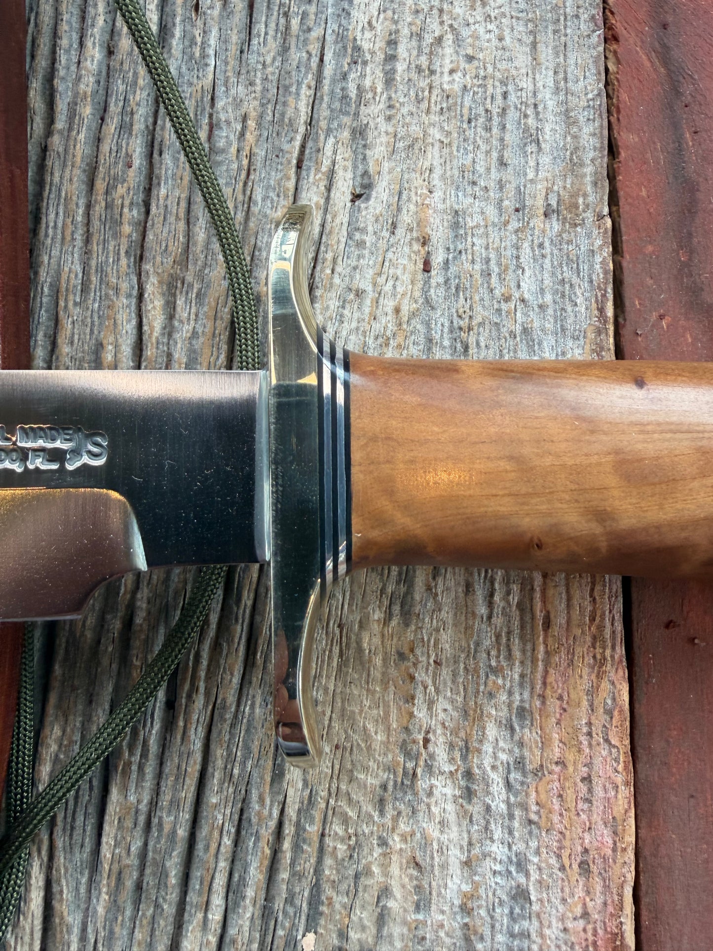 Randall Knife Model 14-7.5 Thuya Burl Handle with fissure, SS , NSH, black silver spacers