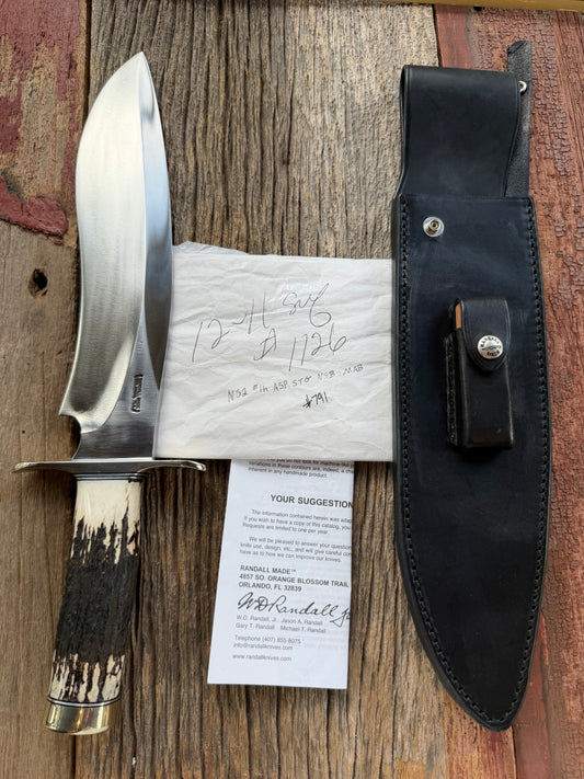 New in Paper Randall Model 12-11 Dealer Special Large Sasquatch with a a nice piece of Stag, # 1126, Nickel Silver Hilt and butt cap