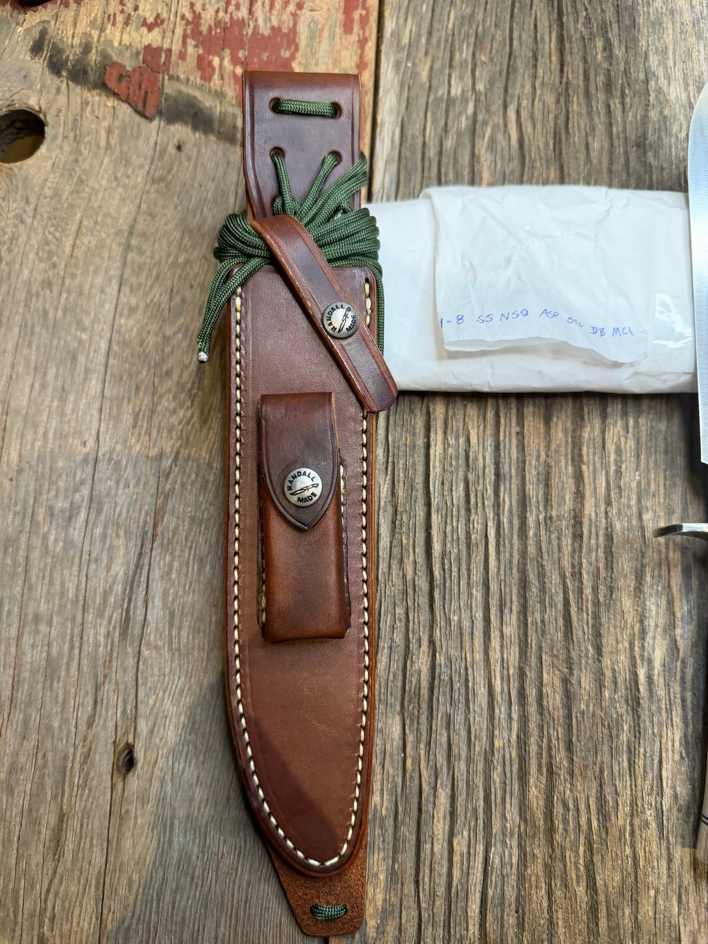 New in Paper Randall Made Knife Model 1-8 Stag , Stainless, Black and Aluminum  spacers, Nickel Hilt.