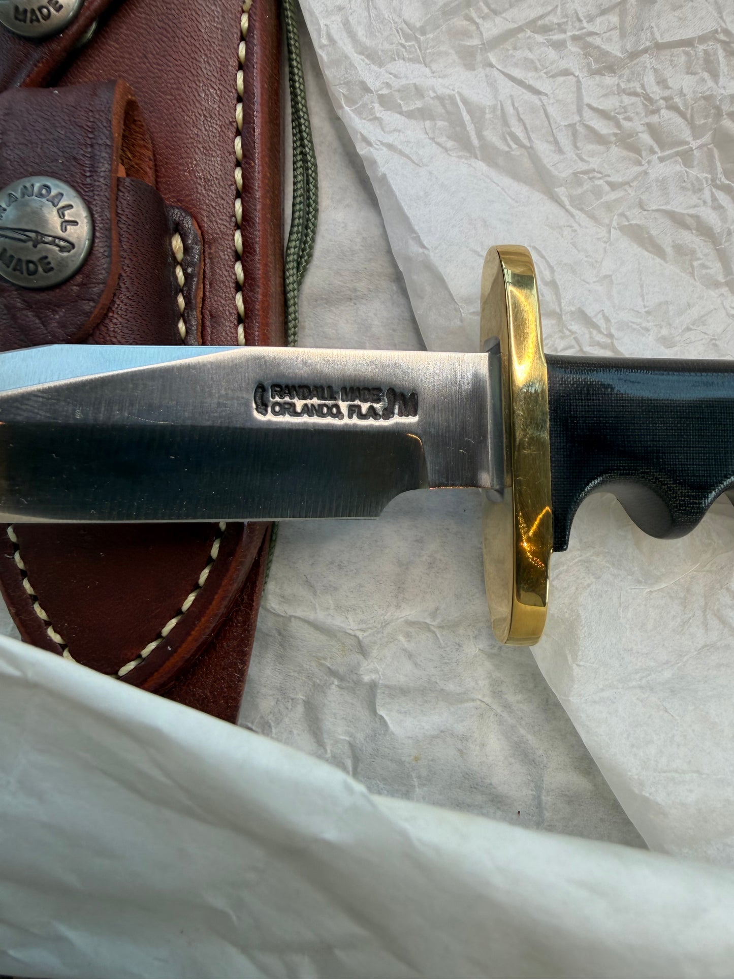 New Paper Randall Made Knife Mini Model 14 Attack Knife Black Micarta SN # 2064