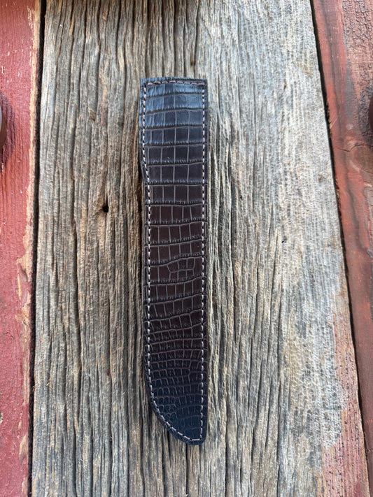 Randall Model 10-7 Fisherman Exotic Sheath in Dark Brown Caiman by Treeman.