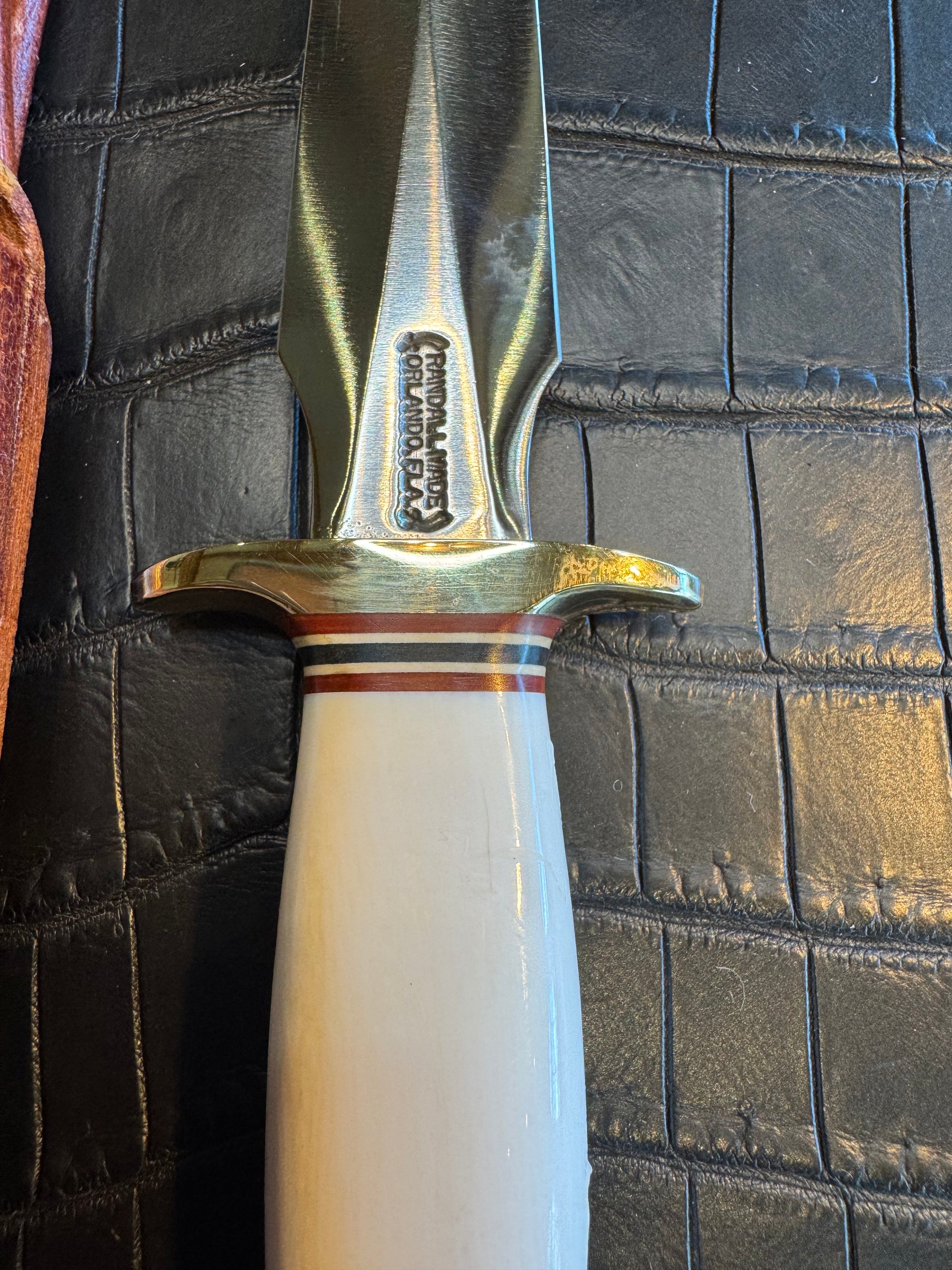 Vintage Randall Model 2-5 in Elephant Ivory with Nickel Silver Hilt and Aluminum Butt cap. Flawless.