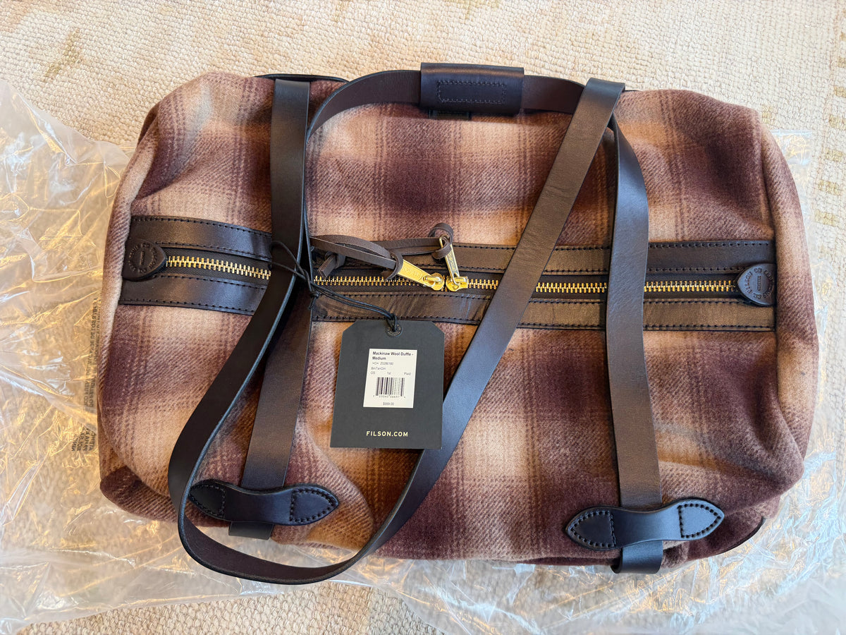 Rare Filson Mackinaw Wool Duffle Medium Brown Tan Ombre Wool and Leather NWT Made in USA - 20286180