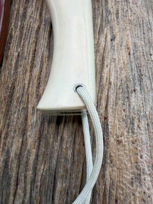 Randall Model 15-5 1/2 Airman White Ivorite Handle Stainless Nickel Silver Hilt Sawteeth Lanyard