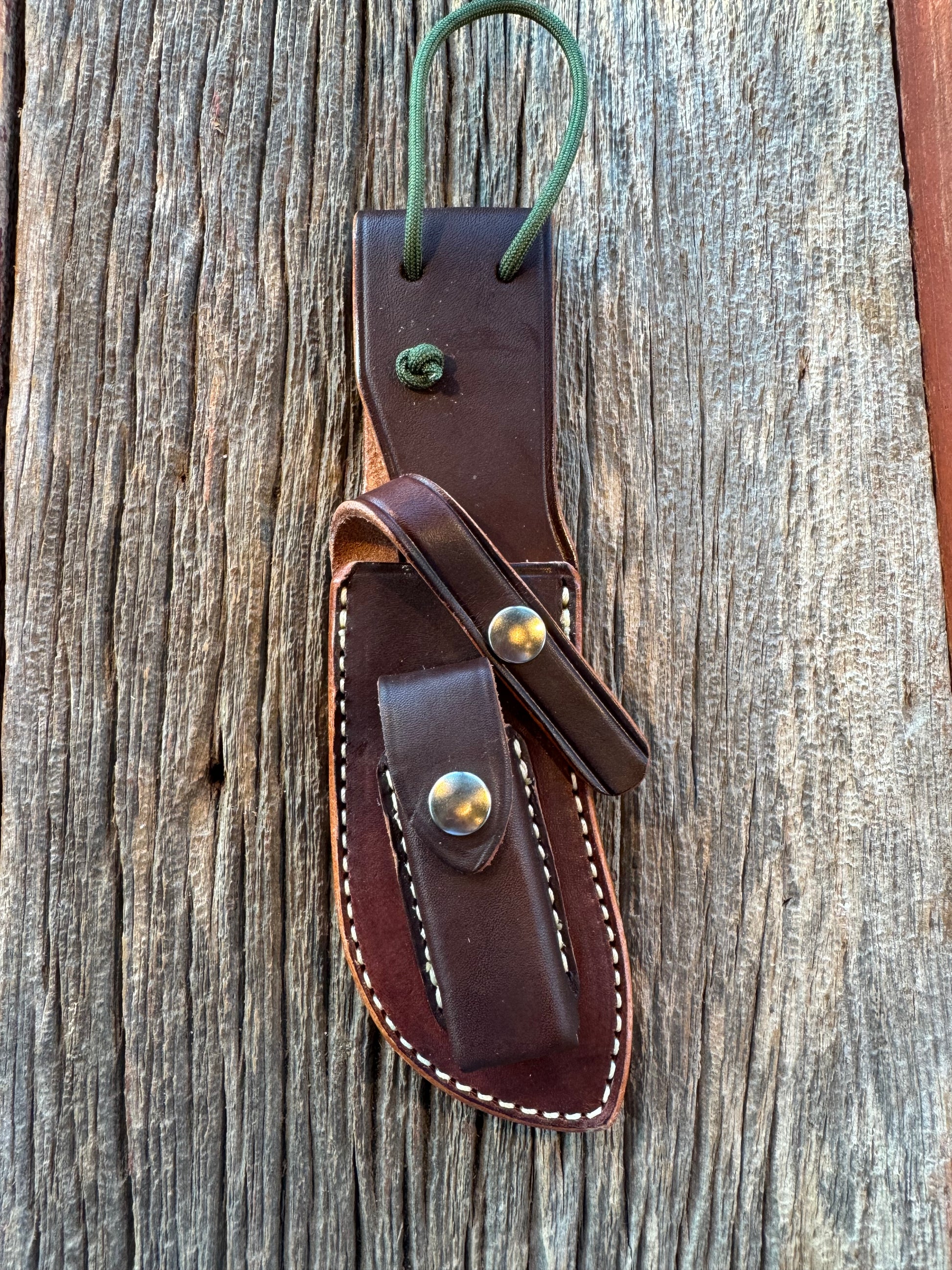 New Randall Sullivans by Gutcher Leather Knife Sheath for a Model Bowles Special with Sharpening Stone.
