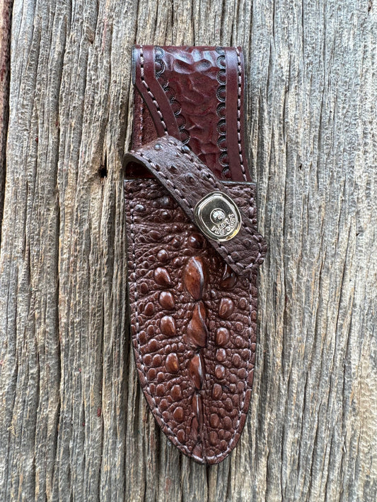 Randall Model 11-5 Sheath in Exotic Brown Snapping Turtle by Treeman. Spiked Dragon tail portion of the turtle.