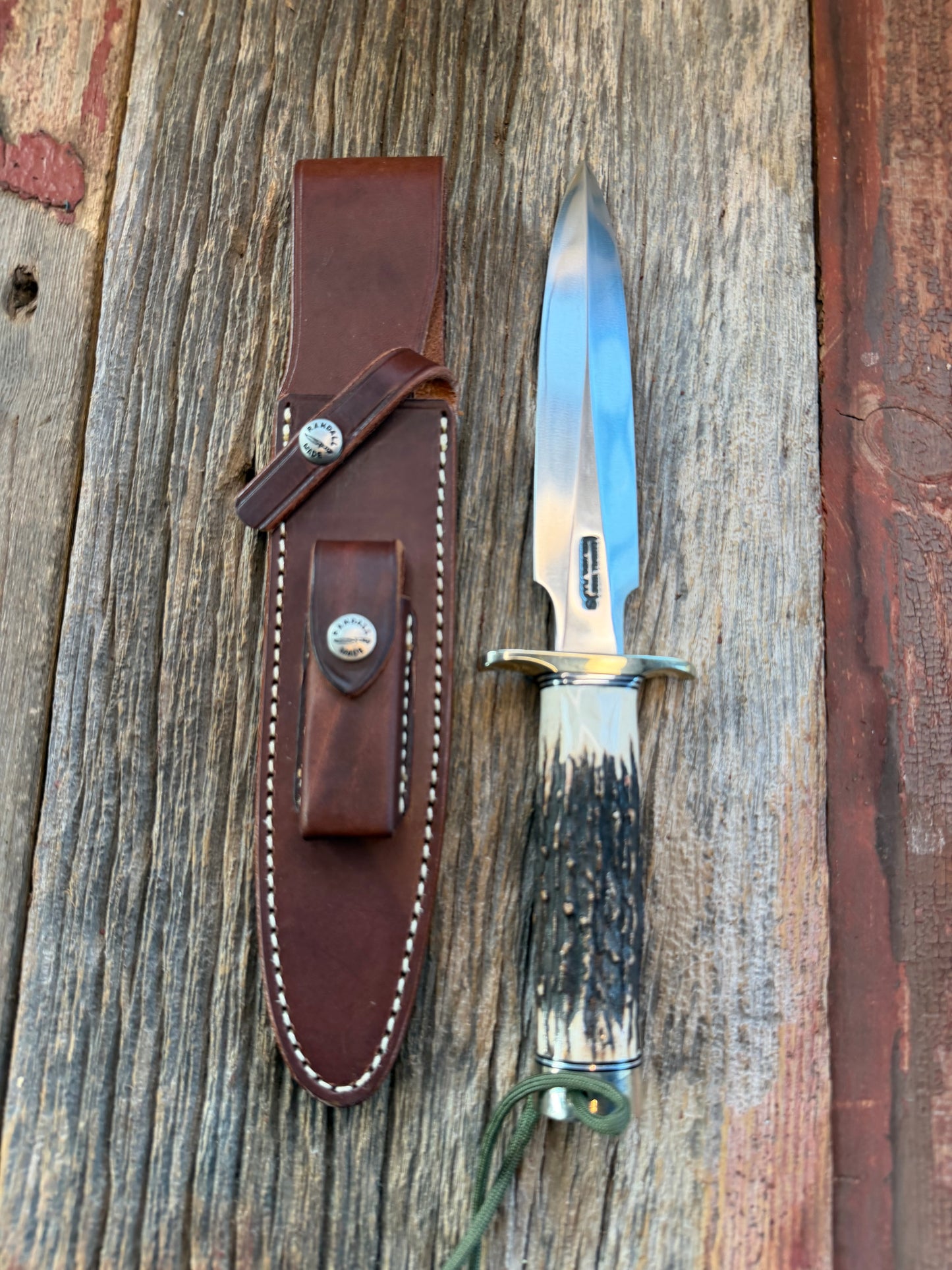 Randall Knife Model 2-7 Popcorn Stag, Stainless Blade, NSH, Lanyard